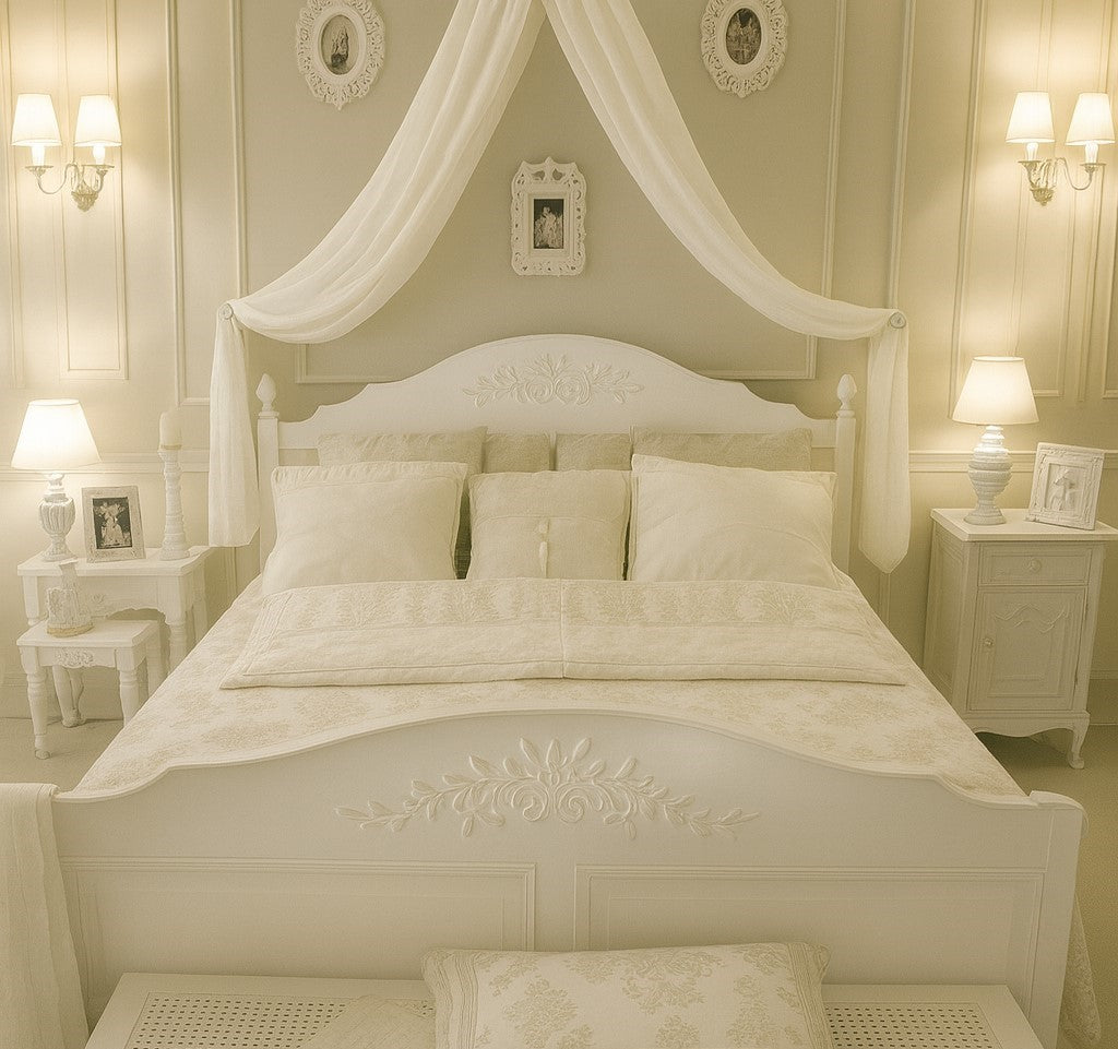 Arc Complete Bed Canopy Set  Linen Look Recycled Semi Sheer Voile  4 Colours