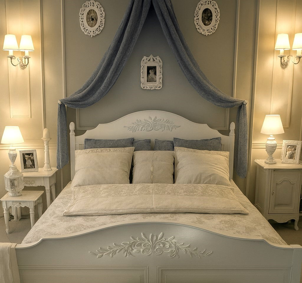 Arc Complete Bed Canopy Set  Linen Look Recycled Semi Sheer Voile  4 Colours