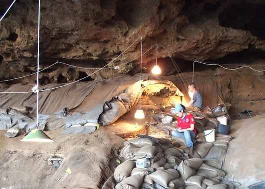 Archaeologists excavating the world's oldest known grass bed at Border Cave in South Africa