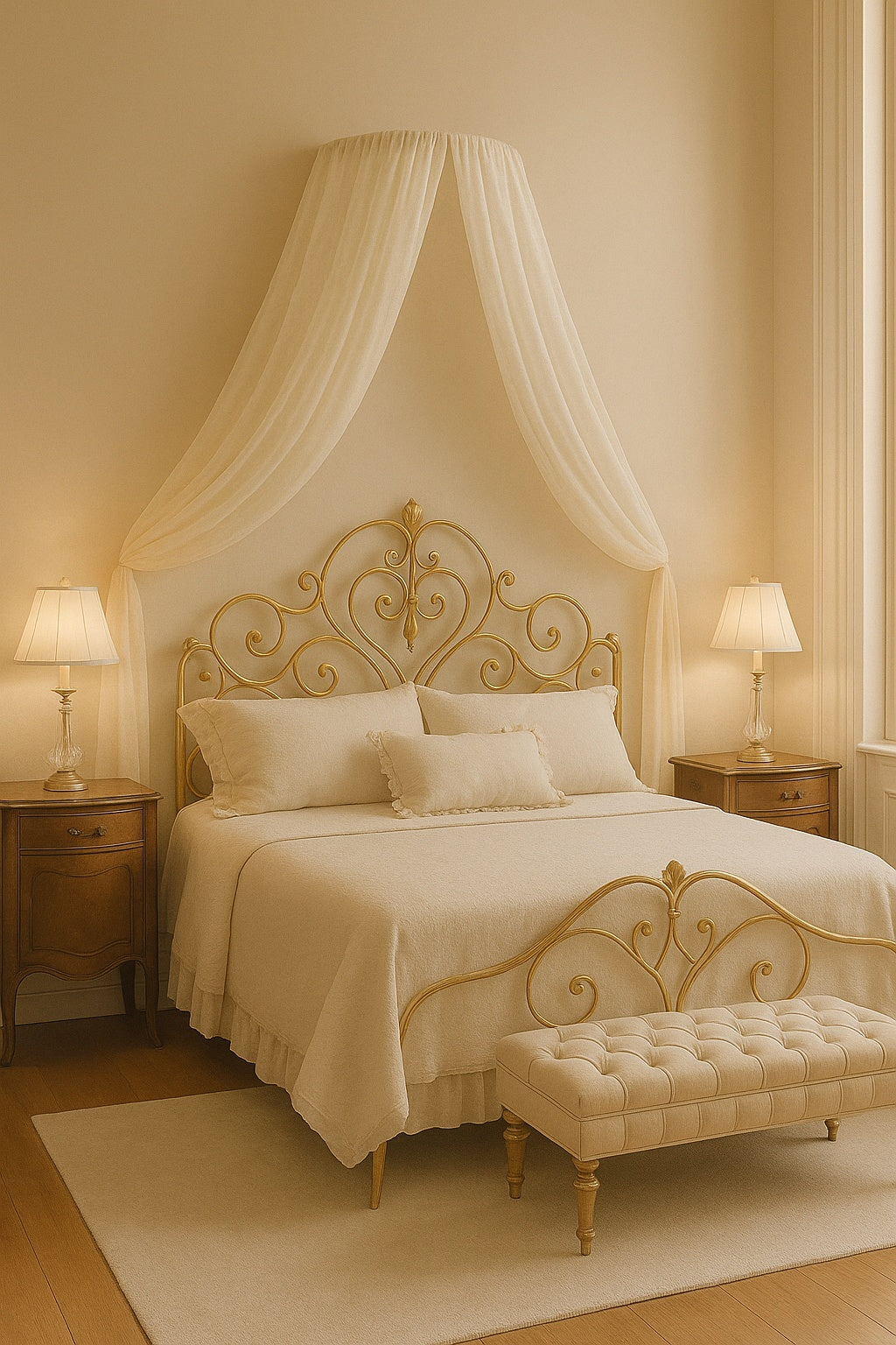Arc Frame – Wall-Mounted Decorative Bed Canopy Frame (Antique Gold)