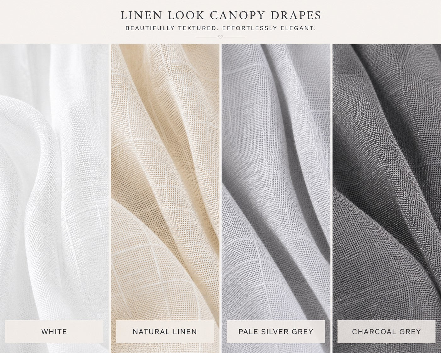 Complete Bed Canopy Set | Linen Look Semi Sheer